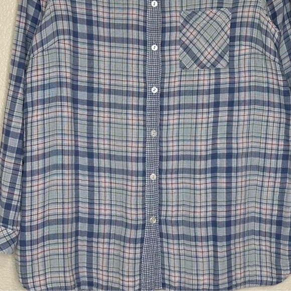 Large petite J. Jill Blue Plaid Button Front Soft Gauze
Long Sleeves - Picture 7 of 16